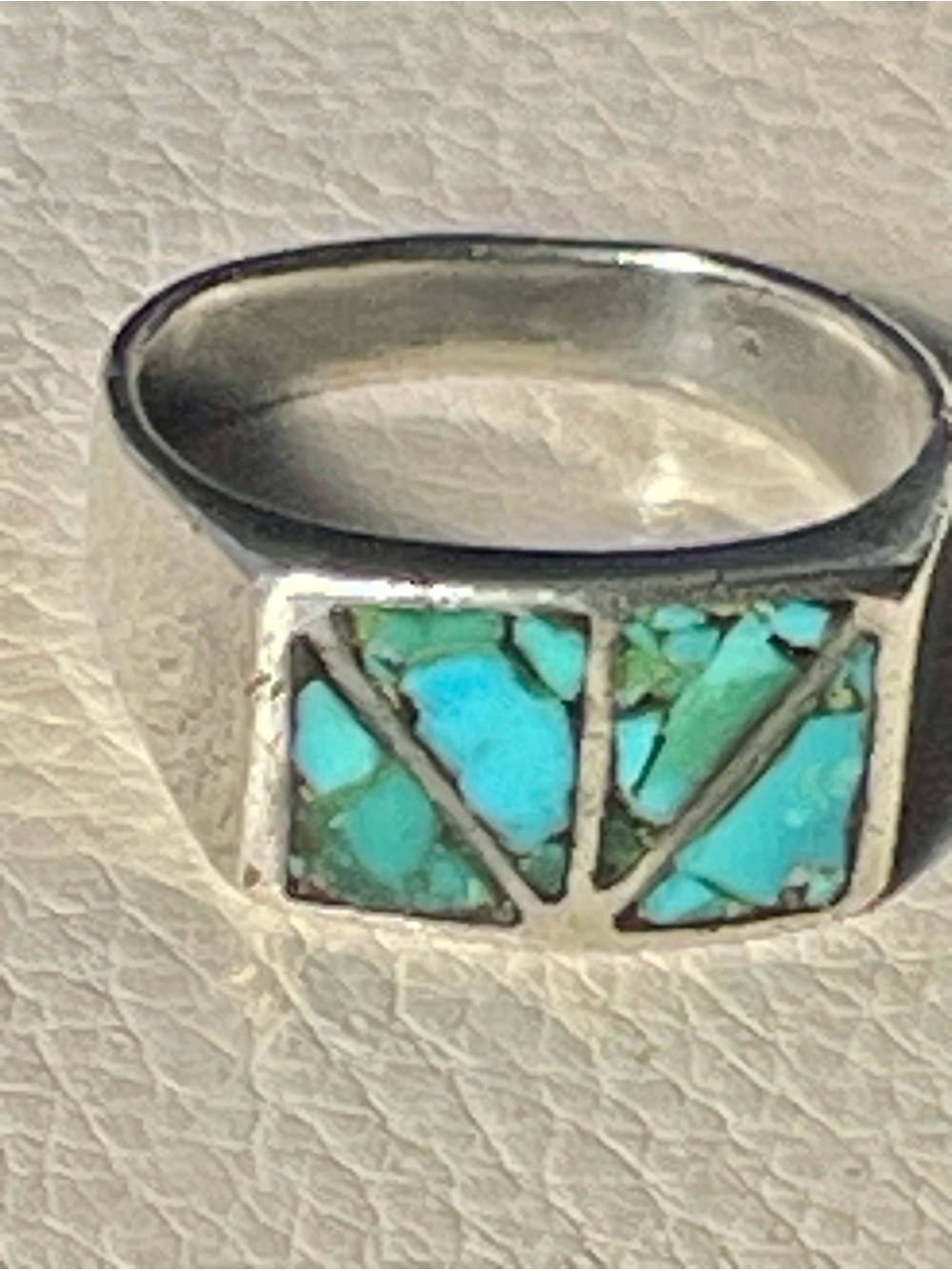 VTG Native American Southwest
Crushed Turquoise Sterling Silver Mens
Ring Sz 11
